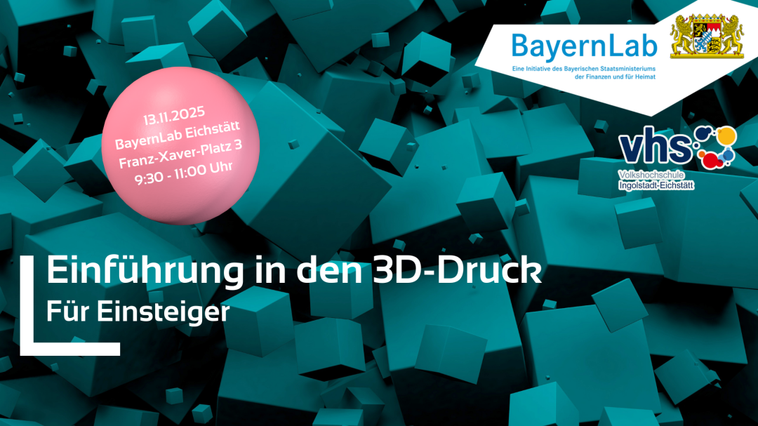 Werbeposter für den Kurs 3D Druck bei der vhs 2025